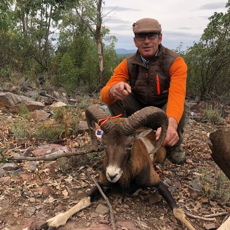 Chasseur avec daim abattu
